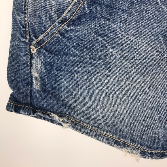 Hint Distressed Denim Jean Mini Skirt 100% Cotton Size 9 - Picture 4 of 9
